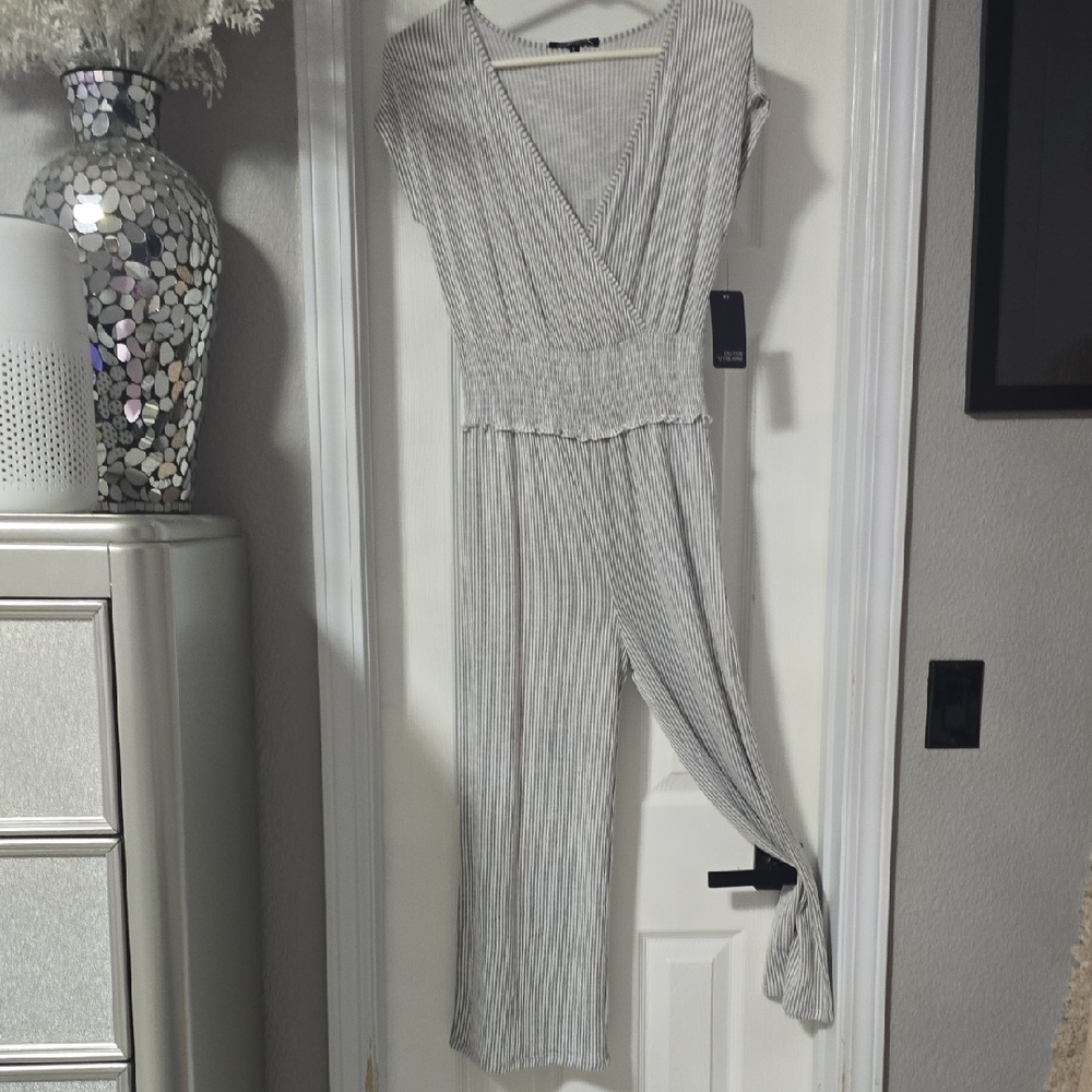Caution To The Wind Asymmetrical Striped Dress in Gray